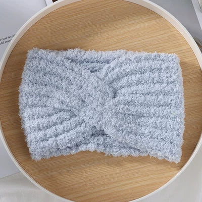 Plush Wide-Brim Cross Knot Hairband