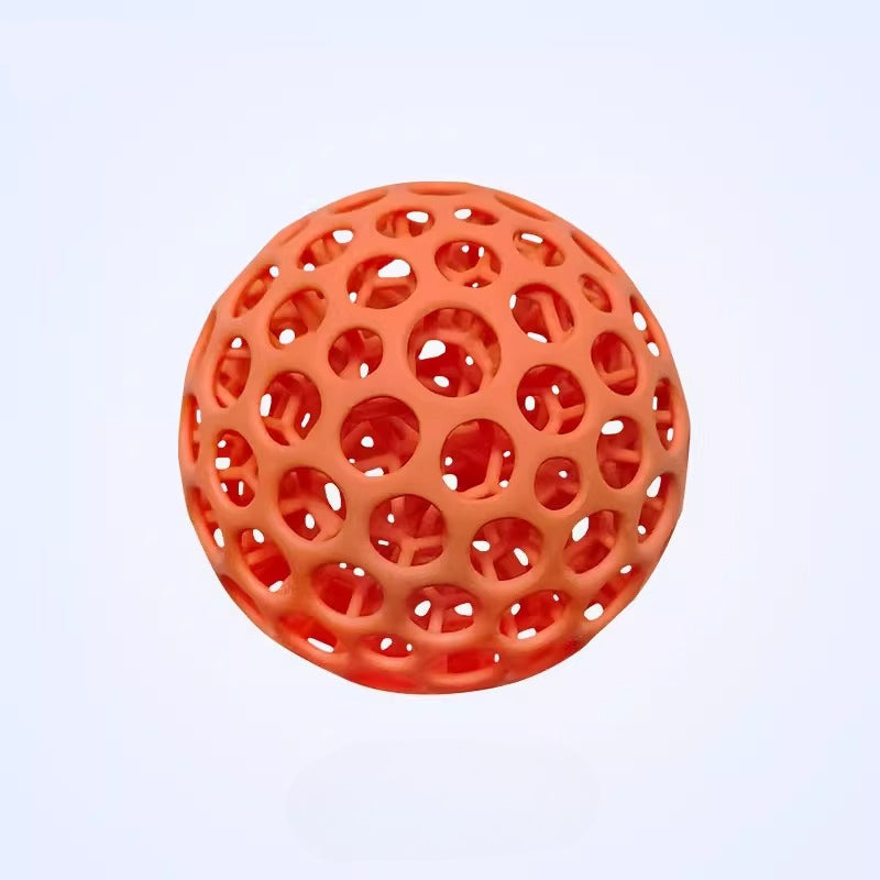 Orange 3D-printed lattice stress relief ball