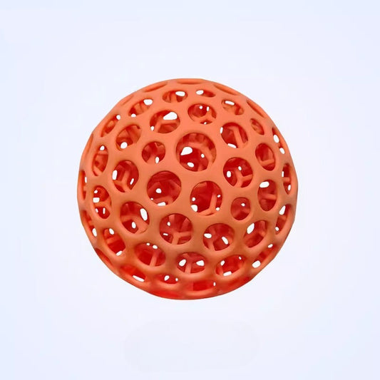 Orange 3D-printed lattice stress relief ball