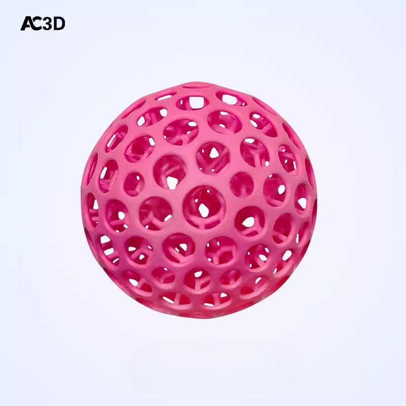 Pink lattice stress relief ball with 3D-printed open structure