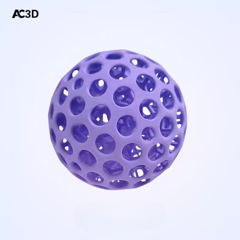 Purple lattice stress relief ball with 3D-printed open structure