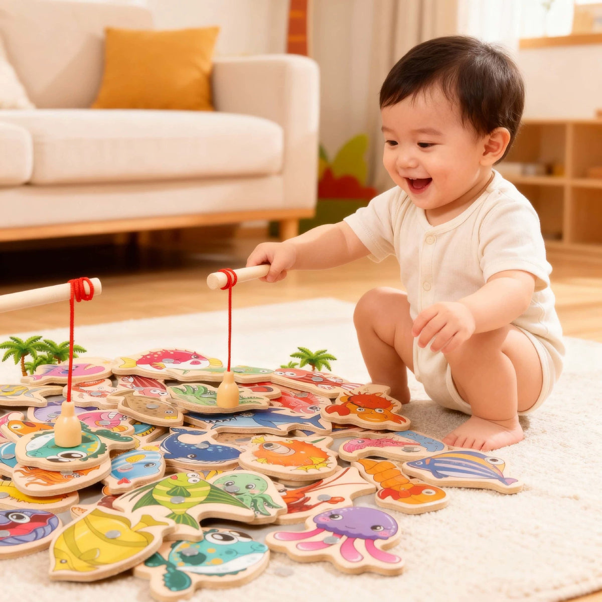 Wooden Magnetic Fishing Game Set
