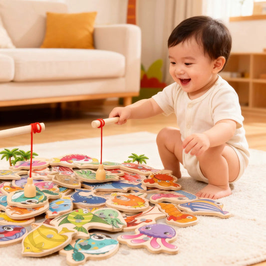 Wooden Magnetic Fishing Game Set