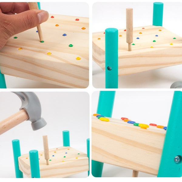 Wooden Hammering Peg Board Toy for Kids