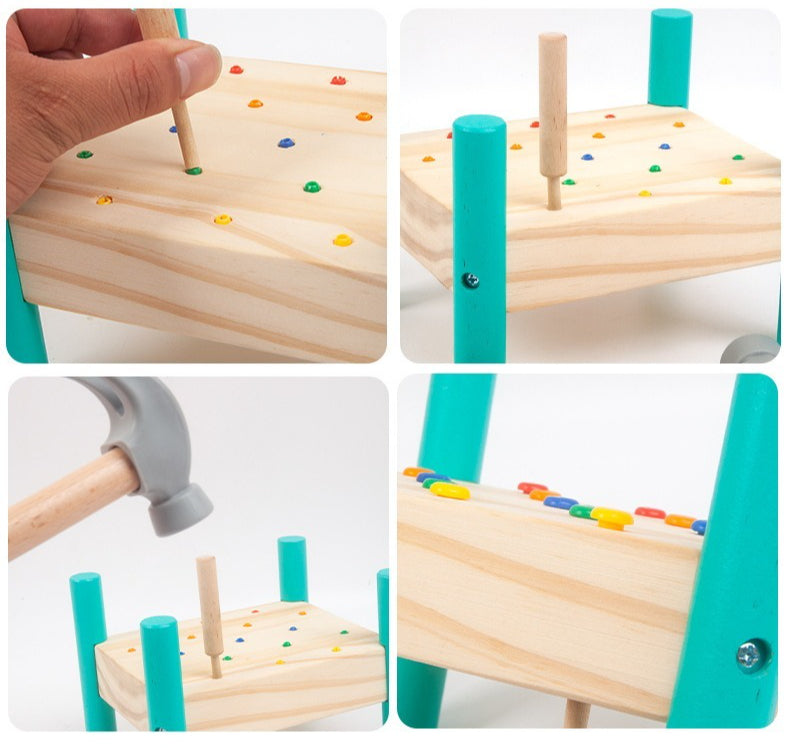 Wooden Hammering Peg Board Toy for Kids