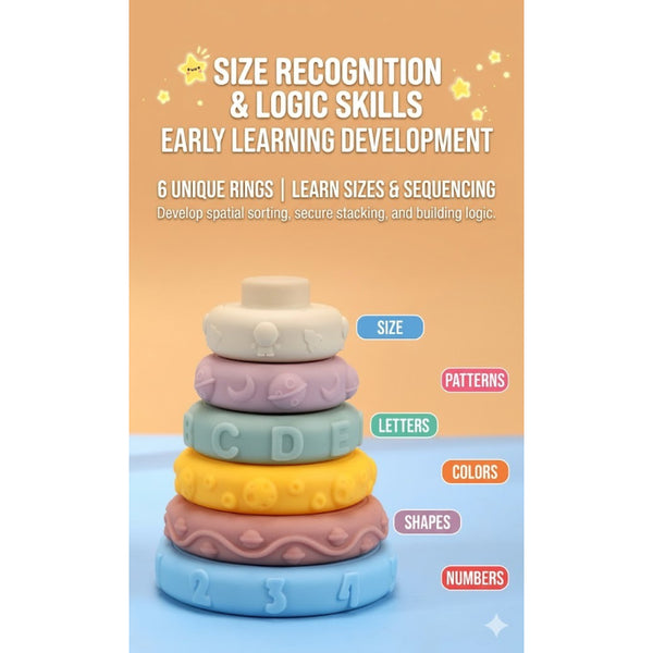 Soft Silicone Stacking Rings Learning Toy for Babies & Toddlers