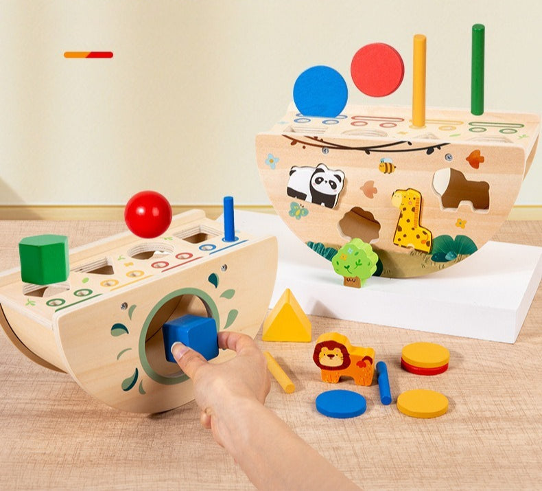 Wooden Montessori Shape Sorting Boat