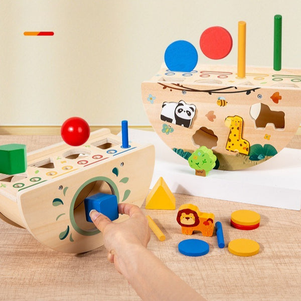 Wooden Montessori Shape Sorting Boat