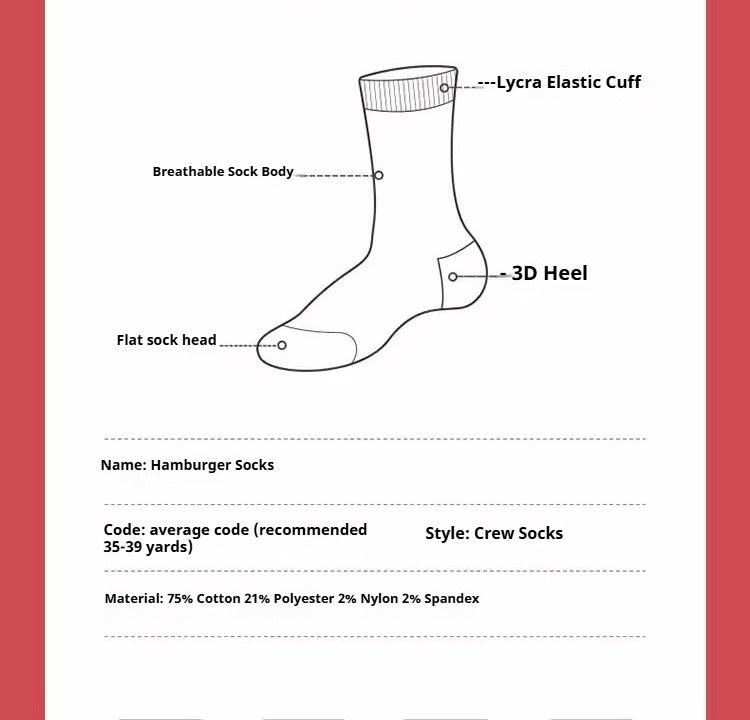 Burger Cotton Socks Gift Set