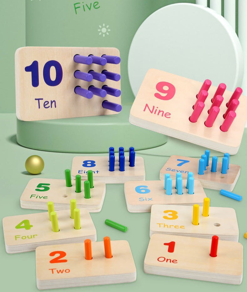 Wooden Number Counting Toy Matching Peg Board