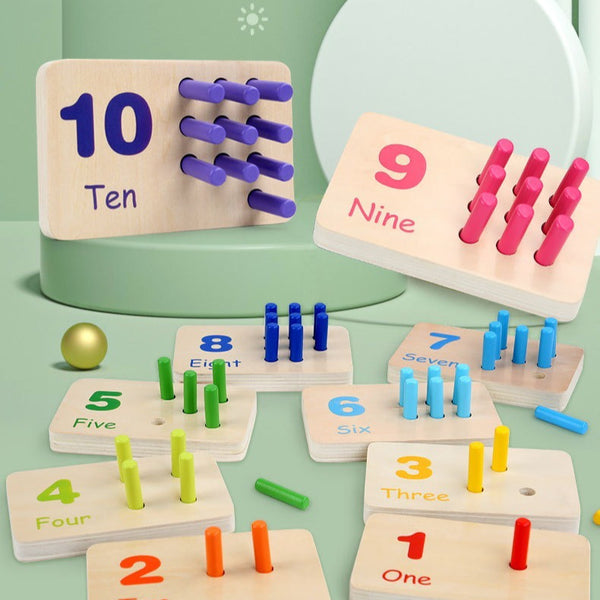 Wooden Number Counting Toy Matching Peg Board