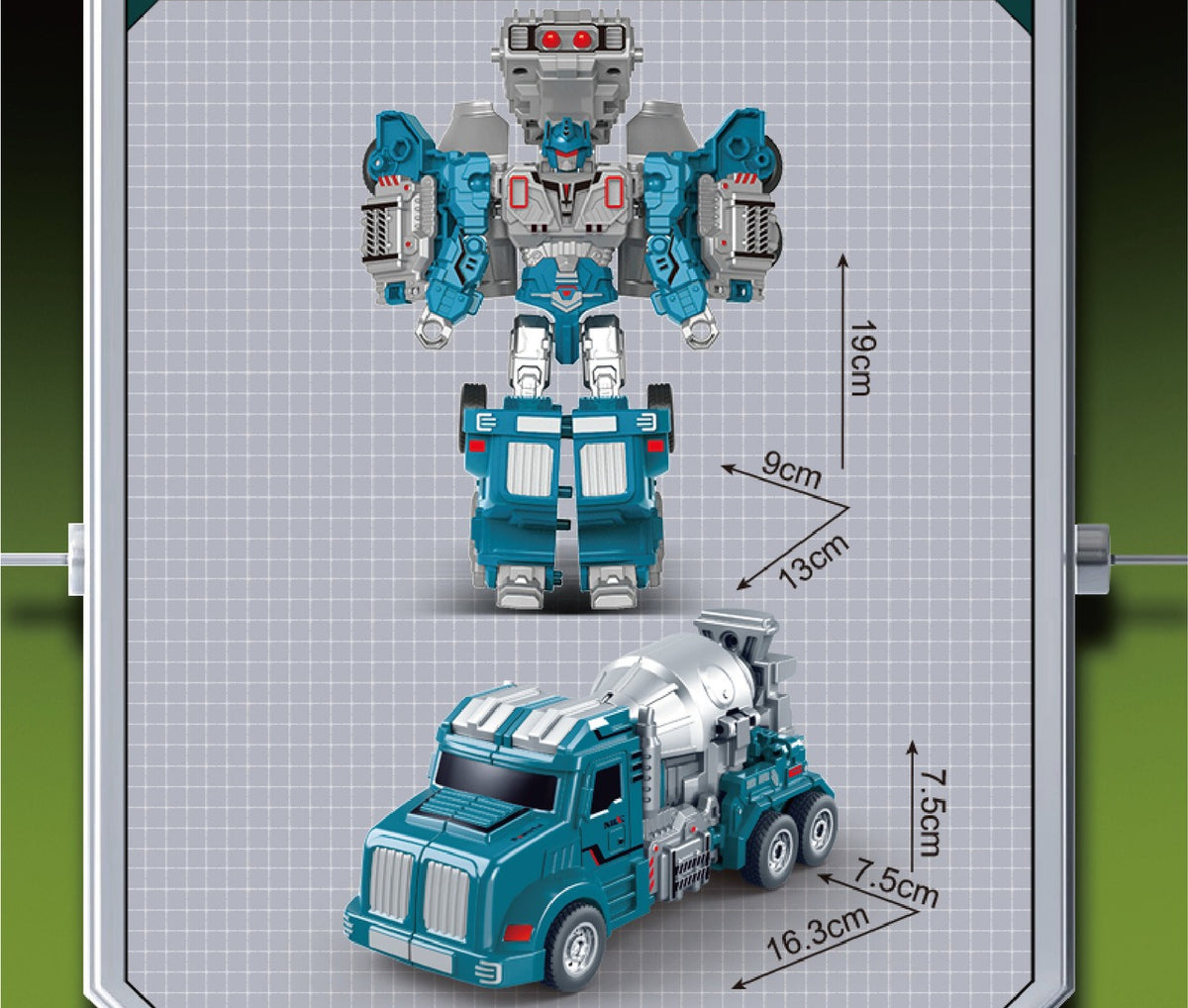 2-in-1 Transforming Cement Mixer & Robot Action Figure