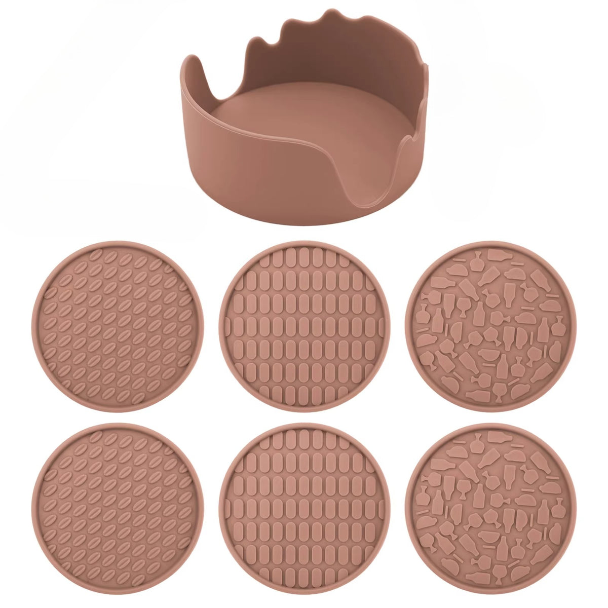 Silicone Coaster Set with Holder