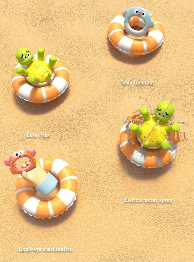 Electric Spraying Turtle Bath Toy with Ring Toss