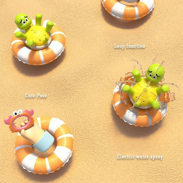 Electric Spraying Turtle Bath Toy with Ring Toss