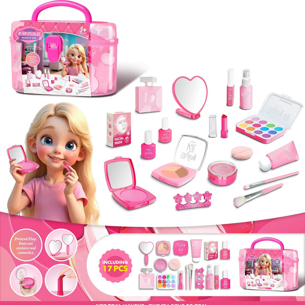 Kids' Pretend Makeup Styling Kit with Storage Box