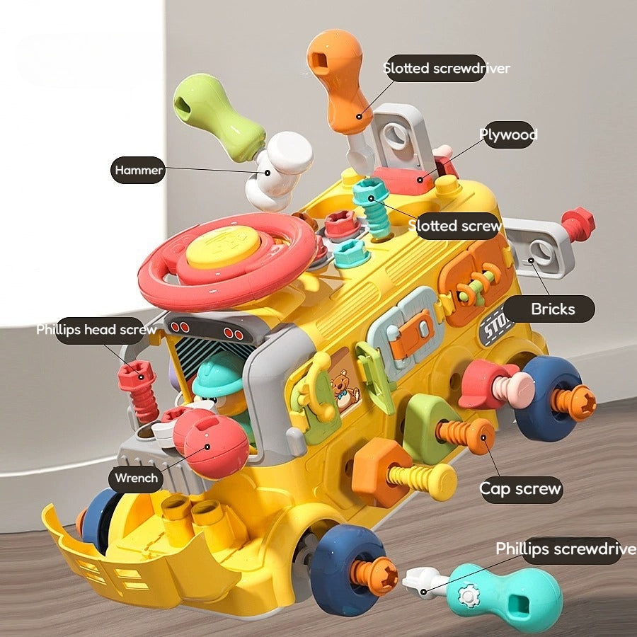 Six-Sided Activity Engineering Bus with Play Tools