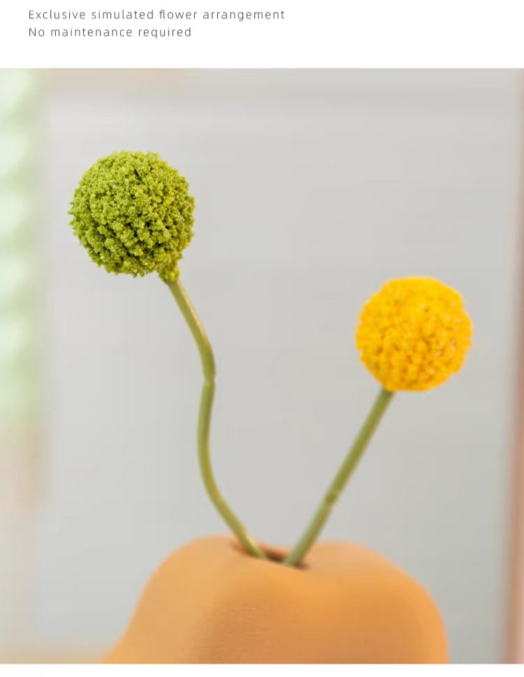 Mischievous Cat Vase and Artificial Flower Ornament