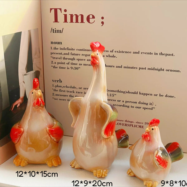 Ceramic Chicken Family Ornament Set