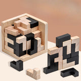 54-Piece Wooden Brain Teaser Cube Puzzle