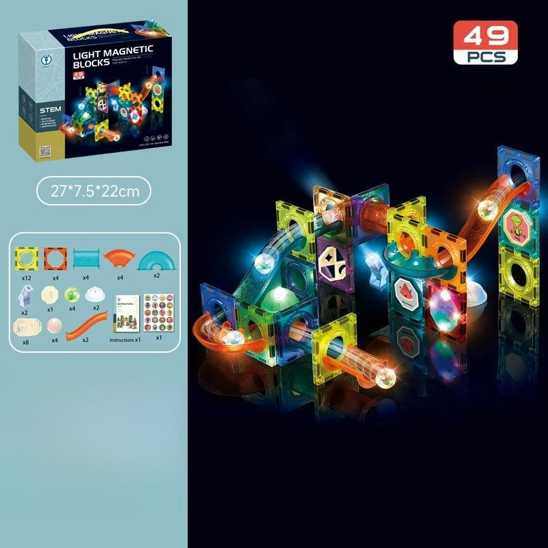 Light-Up Magnetic Ball Run Tiles (49 Pieces)