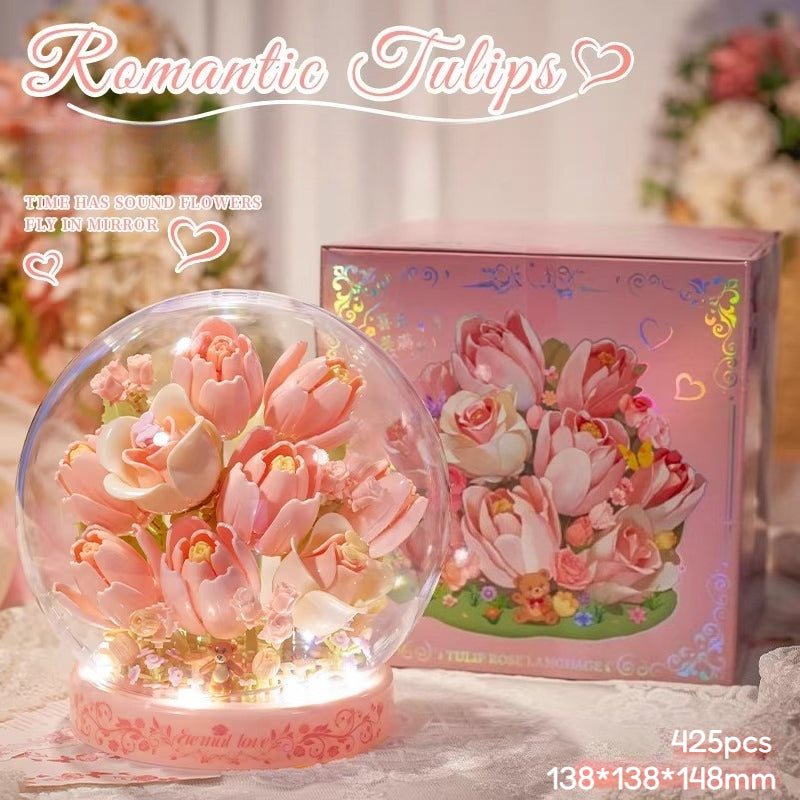 Floral Botanical Building Block Night Light with Dust Dome