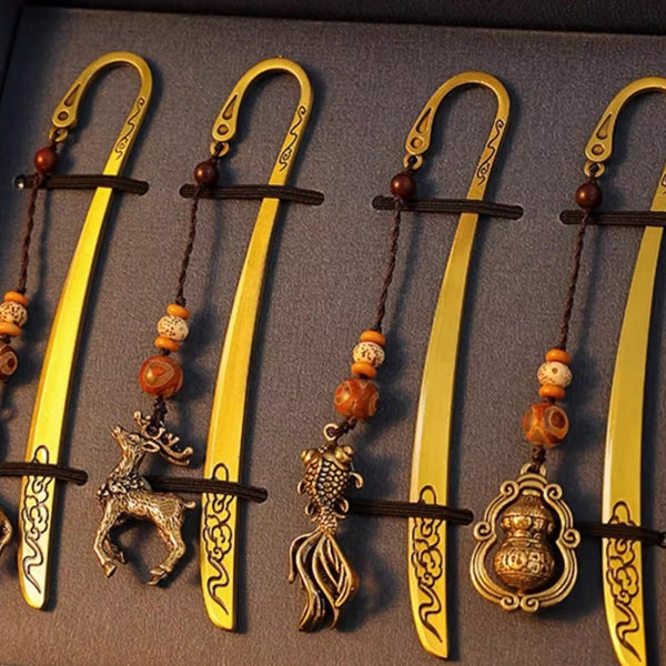 Chinese Style Brass Bookmark with Tassel