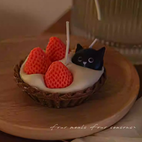 Black Cat and Strawberry Tart Scented Candle