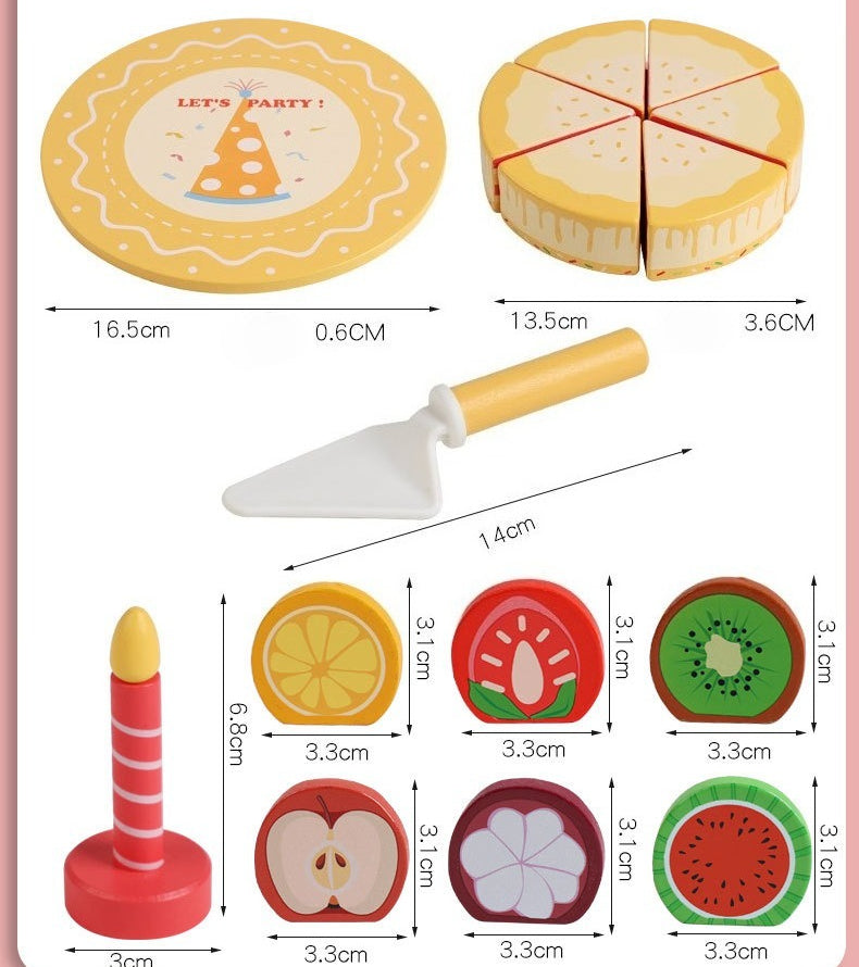 Wooden Pretend Play Fruit Cake Set