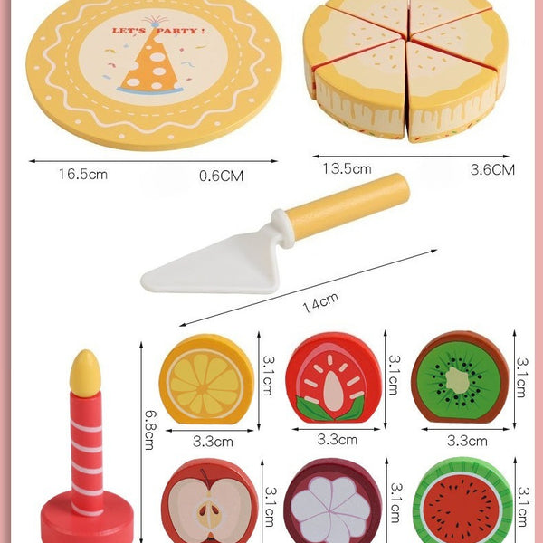 Wooden Pretend Play Fruit Cake Set