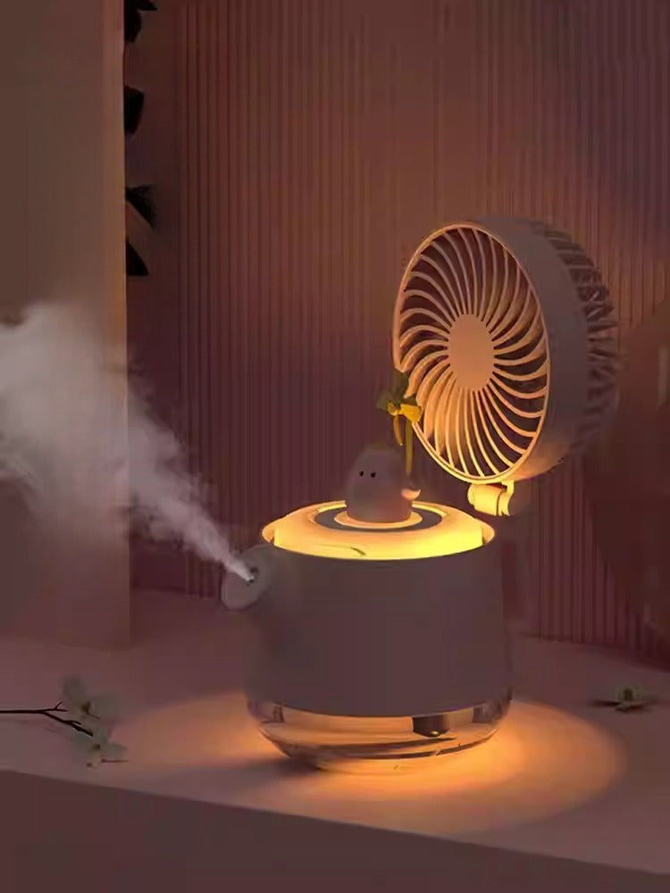 Desktop Cooling Fan with Mist Humidifier and Night Light