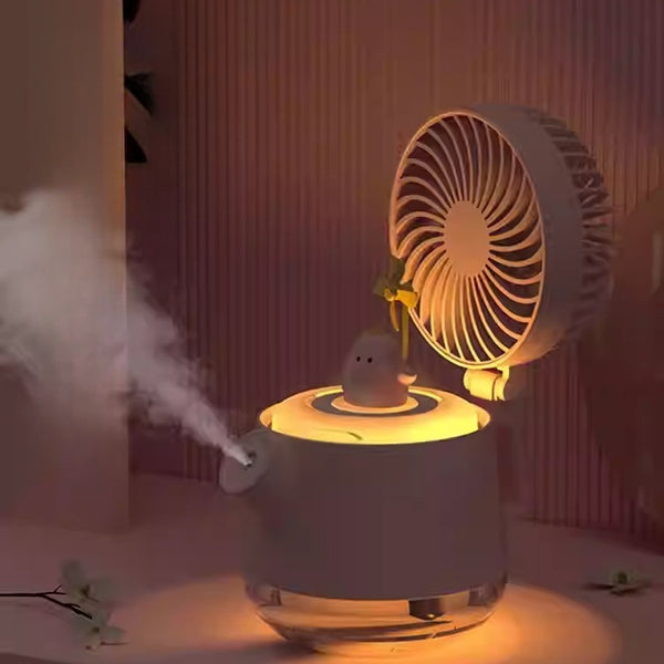 Desktop Cooling Fan with Mist Humidifier and Night Light