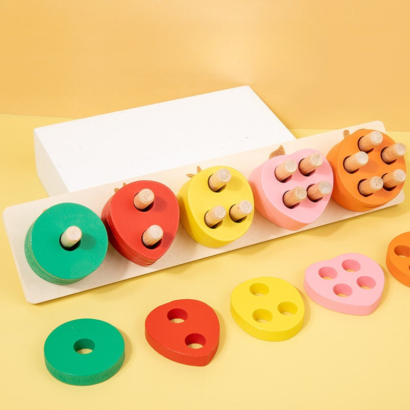 Wooden Fruit & Vegetable Peg Sorting Set