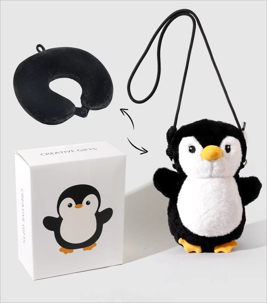 Transforming Penguin Plush and Travel Neck Pillow