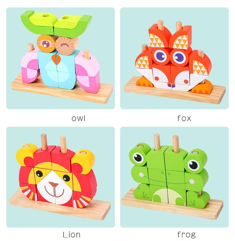 Animal Variable Wooden Stacking Blocks - Owl