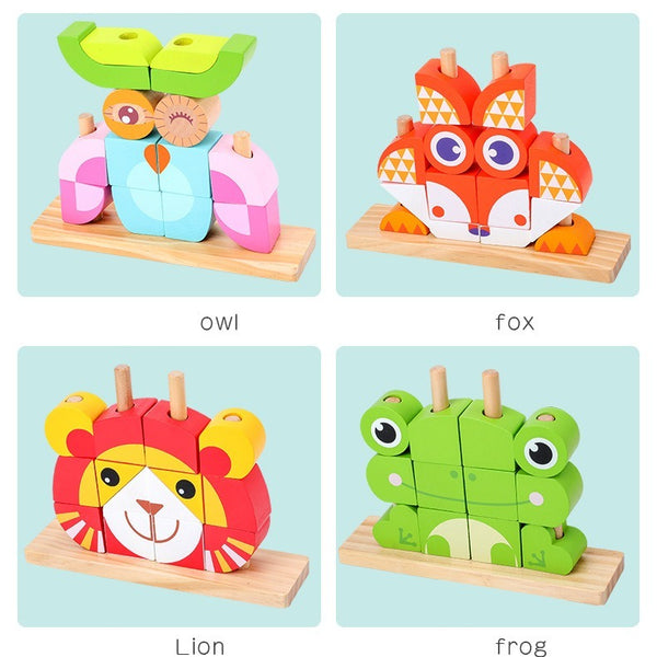 Animal Variable Wooden Stacking Blocks - Owl
