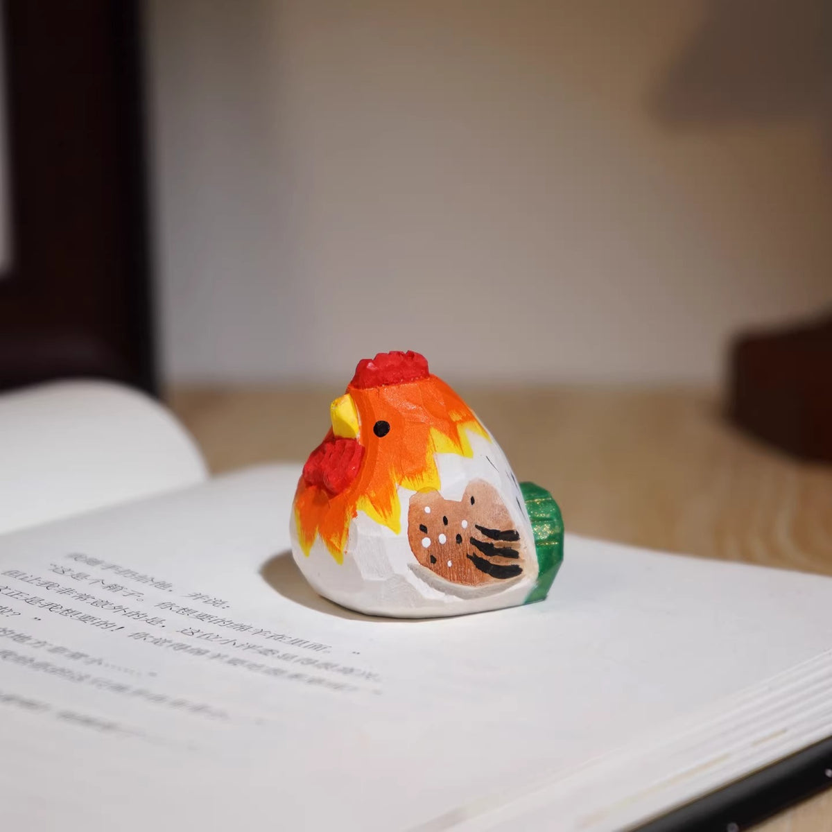 Hand-Carved Wooden Chick Figurine