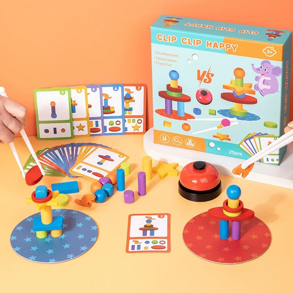 Clip Clip Happy Wooden Stacking Game