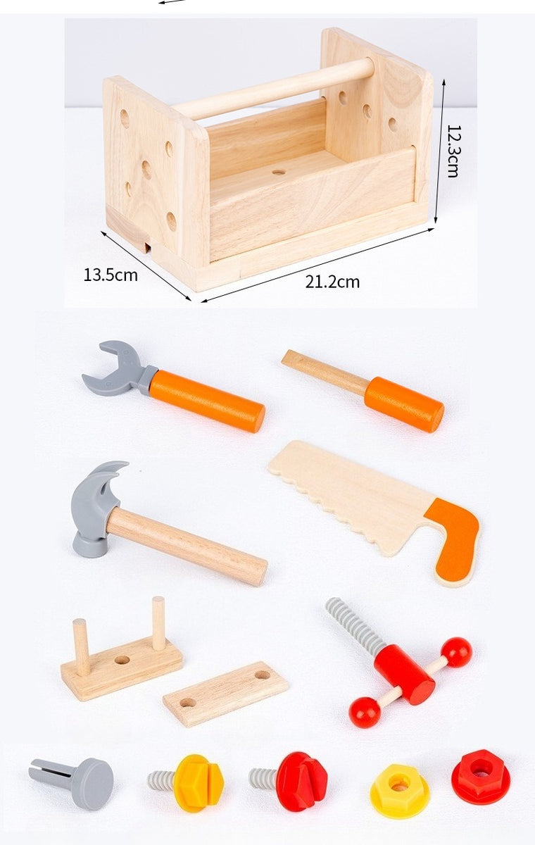 The Little Fixer’s 2-in-1 Wooden Workbench & Tool Basket