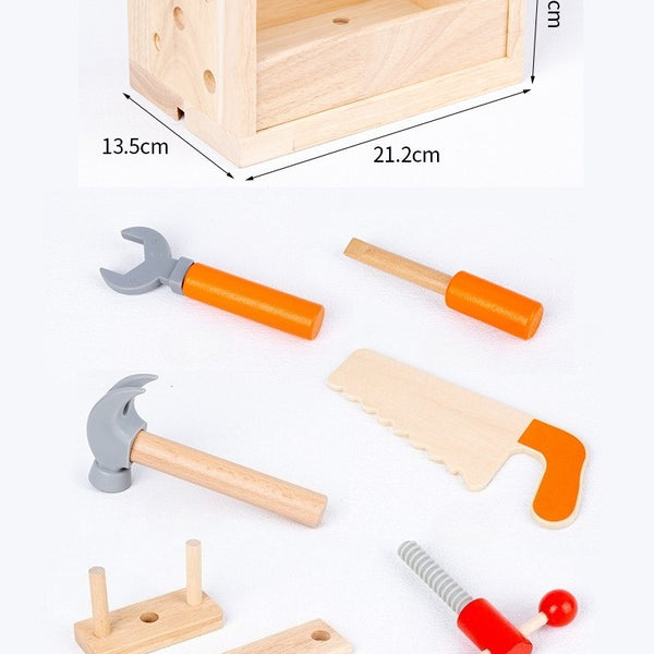The Little Fixer’s 2-in-1 Wooden Workbench & Tool Basket