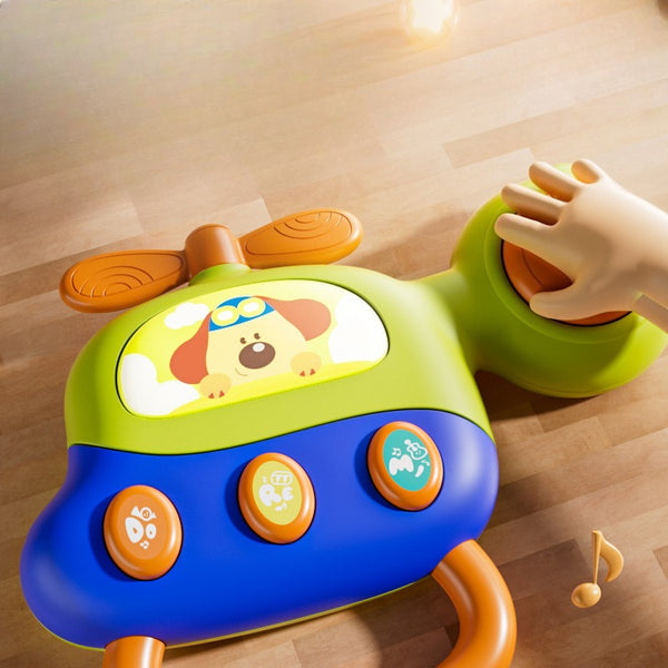 Musical Helicopter Puppy Toy – Interactive Light-Up Rattle & Drum