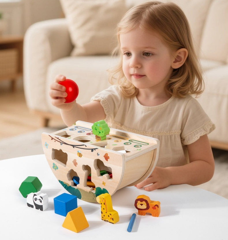 Wooden Montessori Shape Sorting Boat