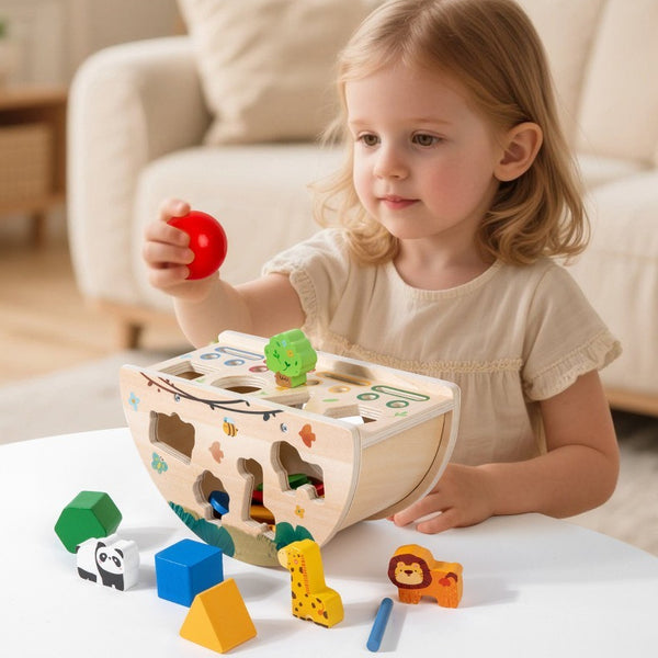 Wooden Montessori Shape Sorting Boat