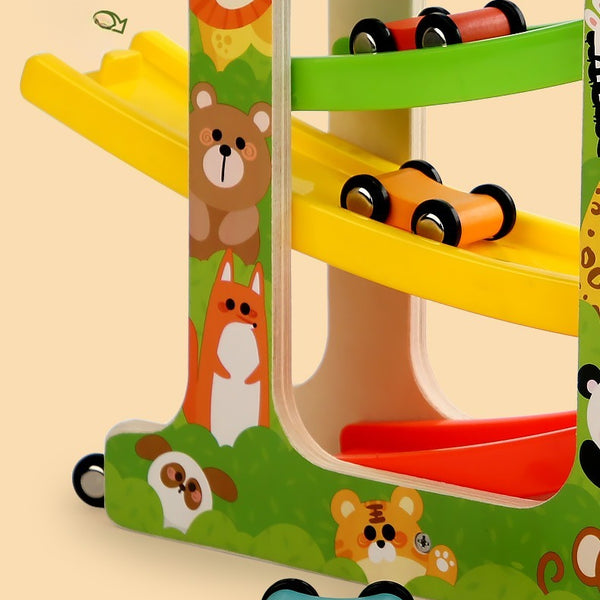 Wooden Car Ramp Racer Zig-Zag Track Toy