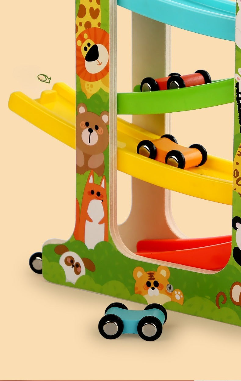 Wooden Car Ramp Racer Zig-Zag Track Toy