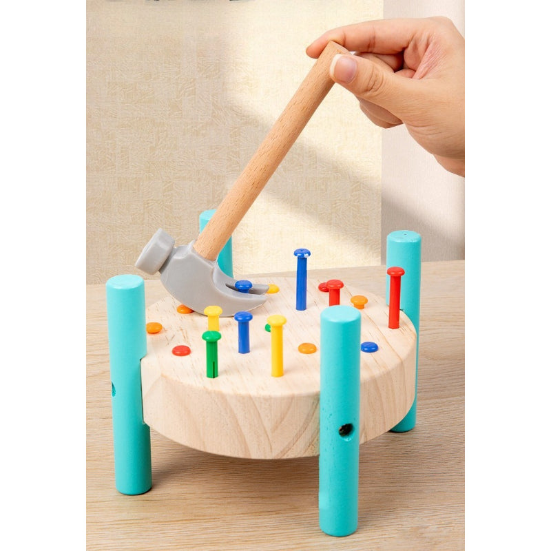 Wooden Hammering Peg Board Toy for Kids