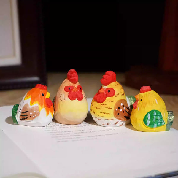 Hand-Carved Wooden Chick Figurine