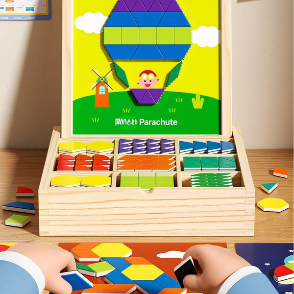 Magnetic Wooden Tangram Puzzle Set - 255 Pieces