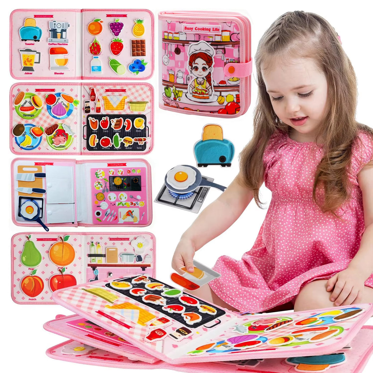 Toddlers Montessori Toys Busy Board Farm Animal Scene Storytelling Activity Toy Quiet Book Felt Activity Educational Sensory Toy