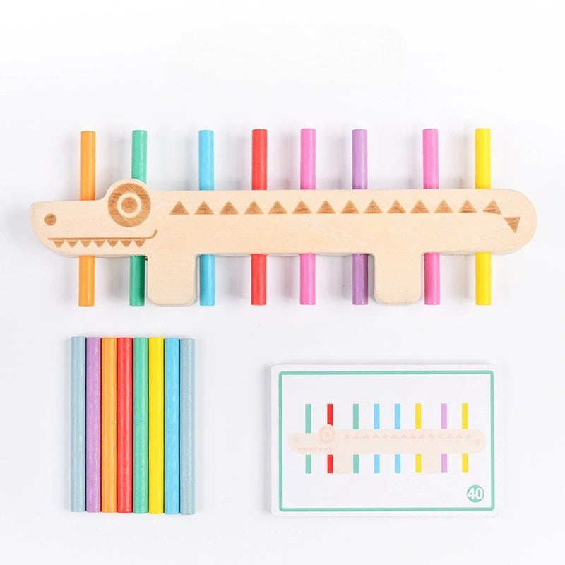Wooden Crocodile Sorting and Stacking Game
